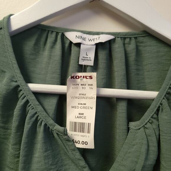 Nine West Shirt Top Size Large Blouse Green Kohls Womens​ - Picture 2 of 6